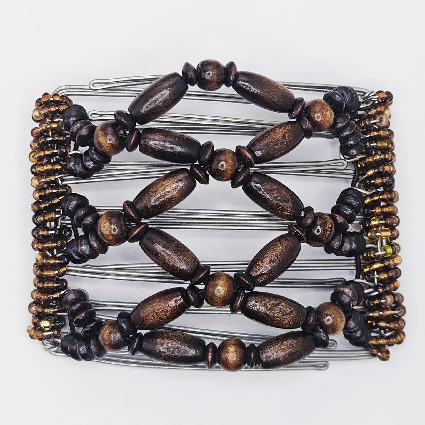 7 Tooth medium Hair comb, Dark brown wood neutral