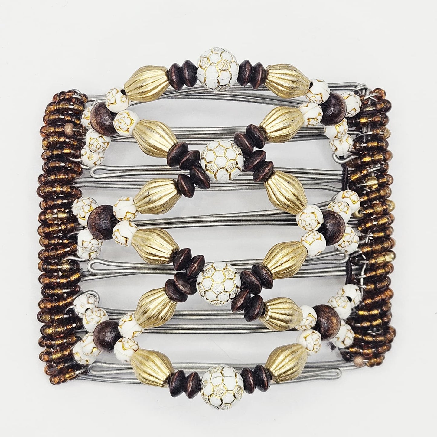 7 Tooth medium Hair comb, Golden soccer ball comb,