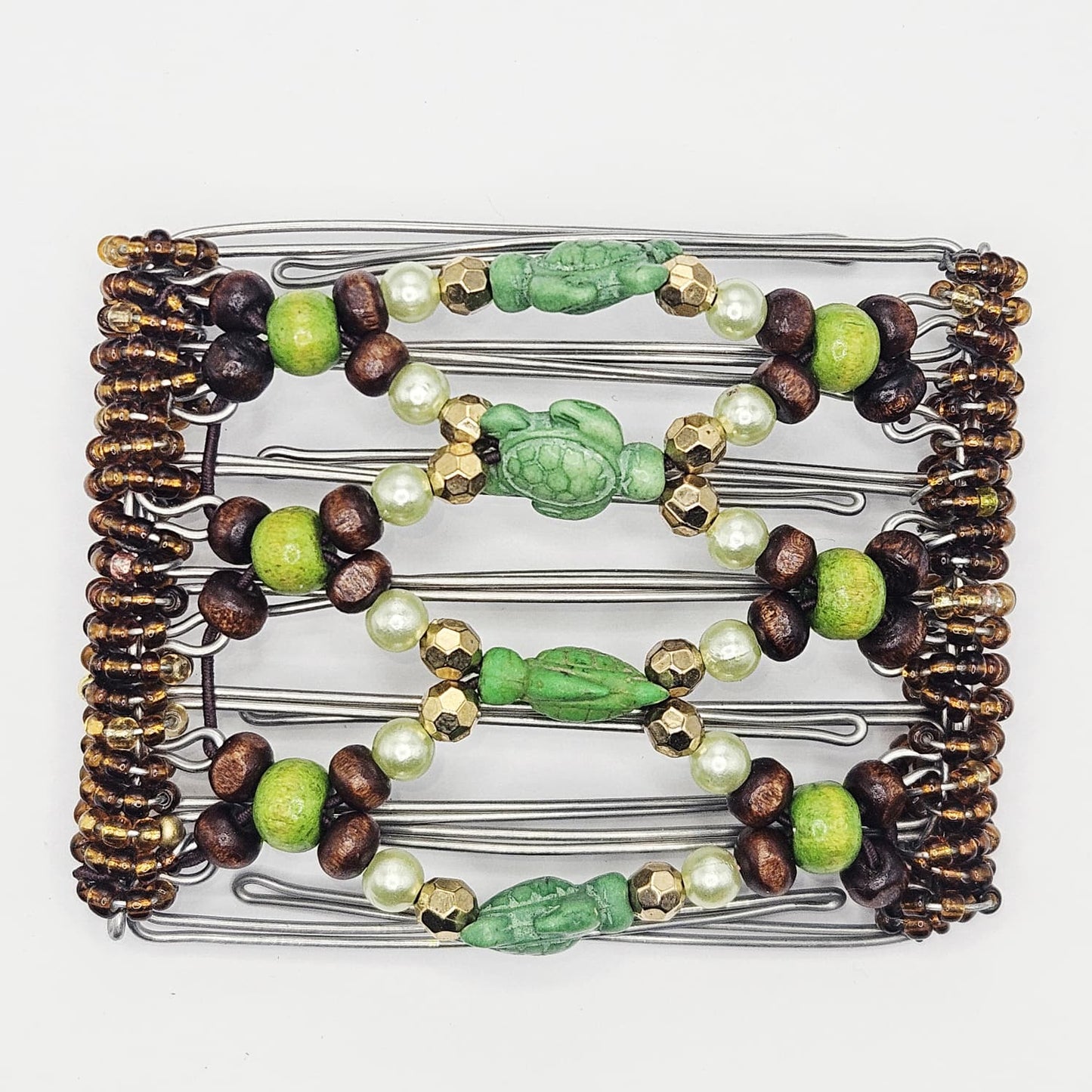 7 Tooth medium Hair comb, Green turtle limited design