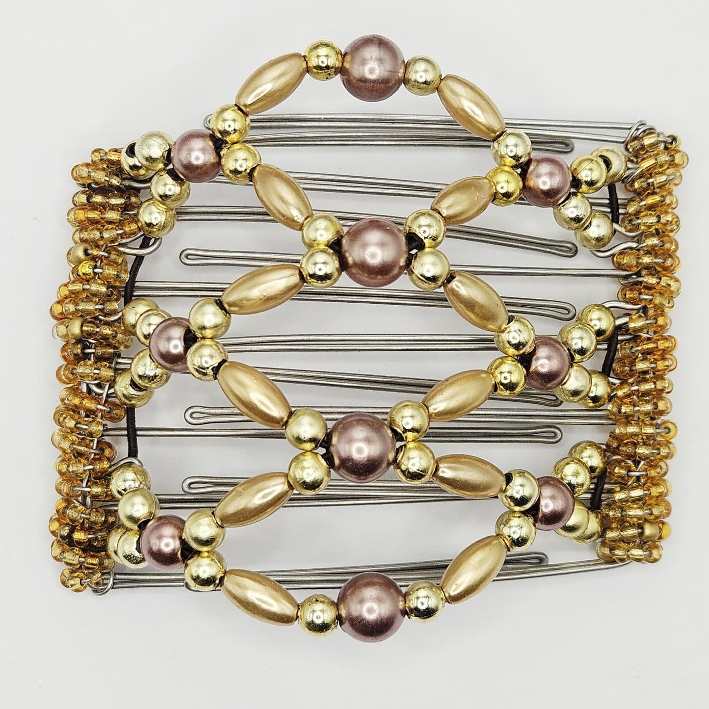 7-Tooth medium Hair comb, Bronze abd gold tone, dressy design