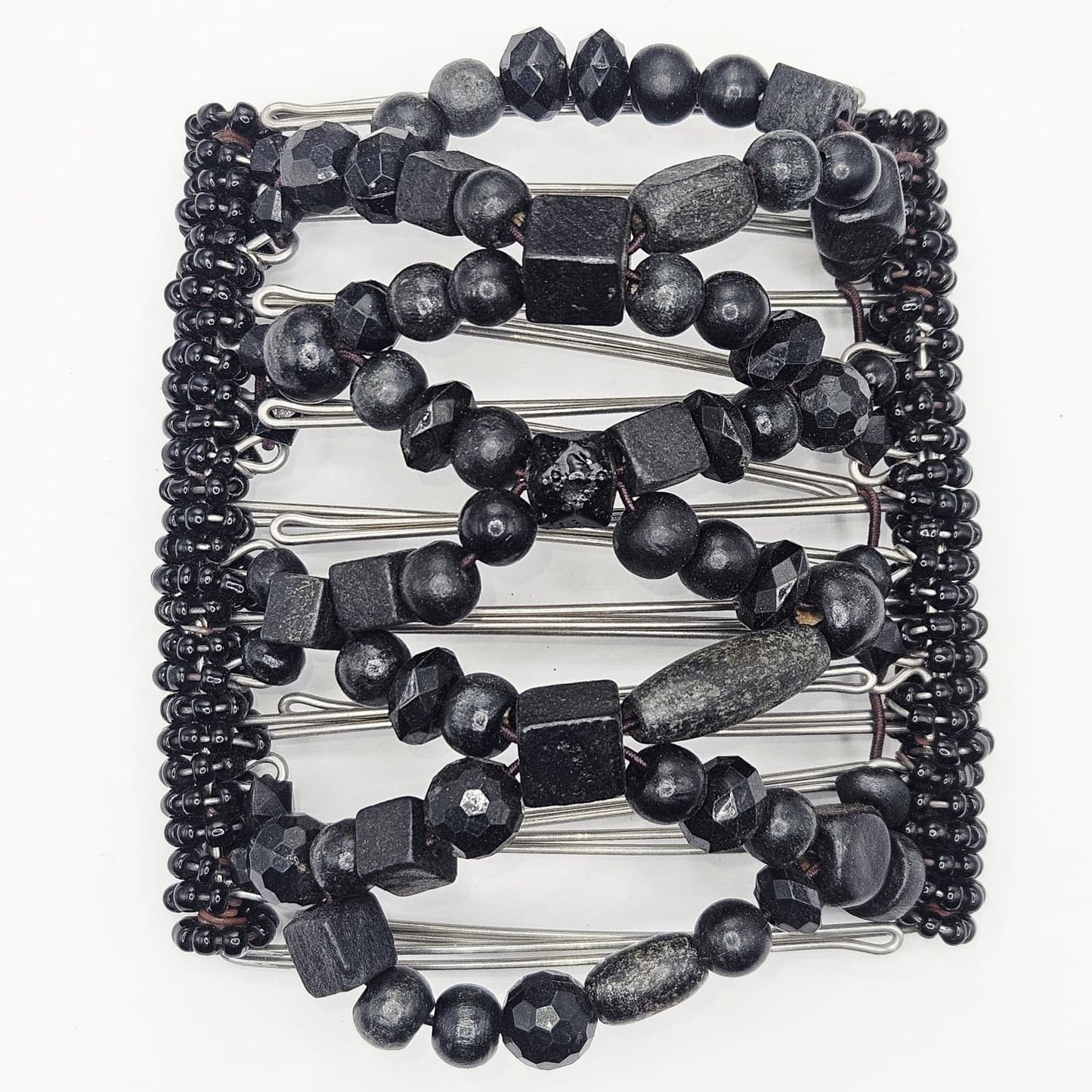 9 Tooth Large Hair comb,, Black mixed chunky design