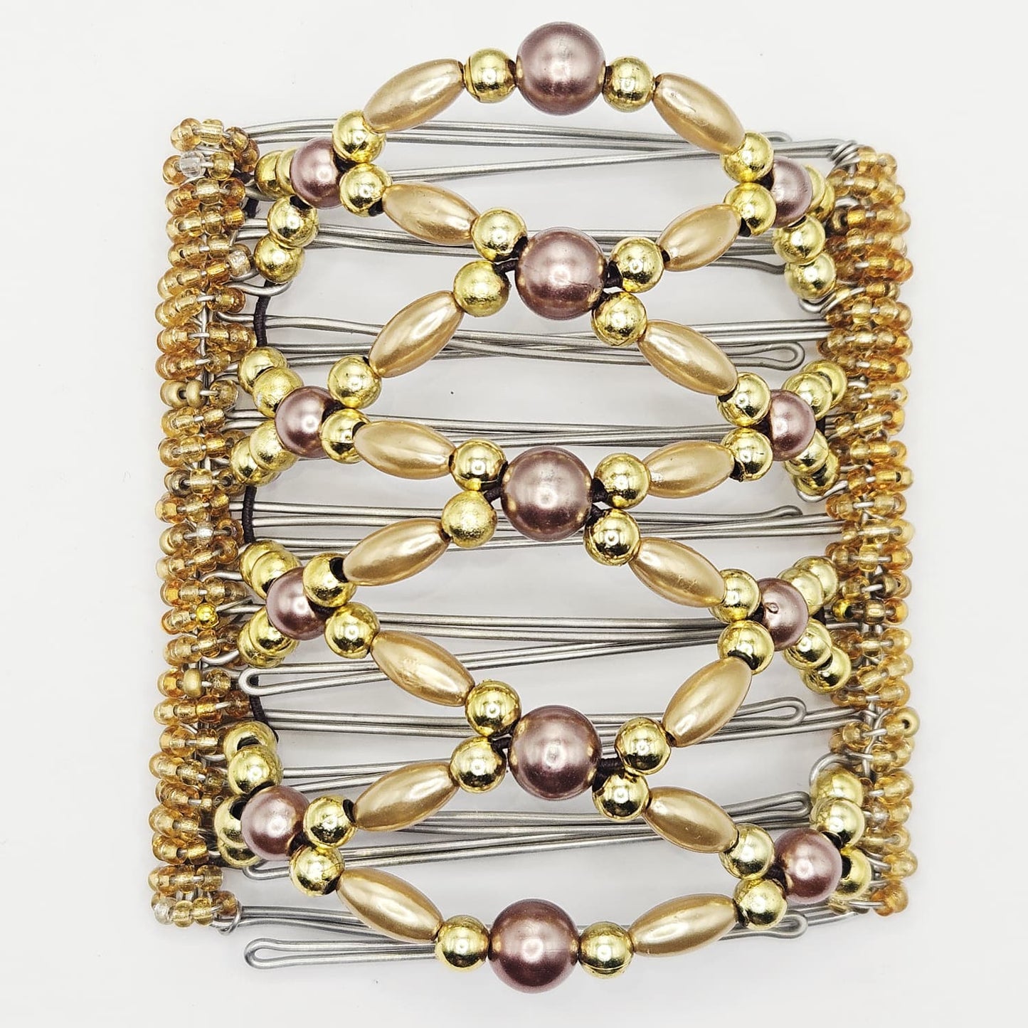 9 Tooth Large Hair comb, Bronze abd gold tone, dressy design