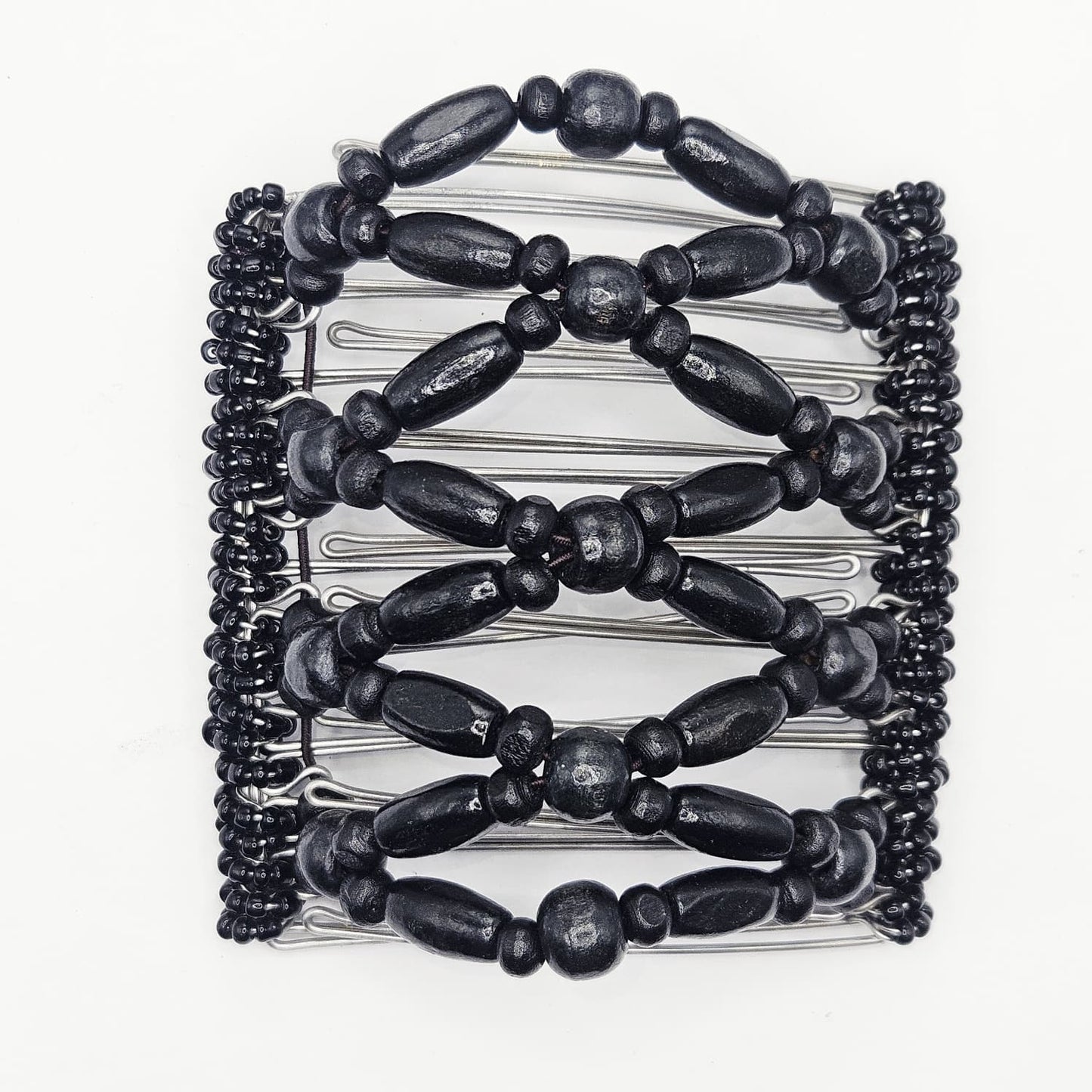 9 Tooth Large Hair comb, Black wood geometric neutral design