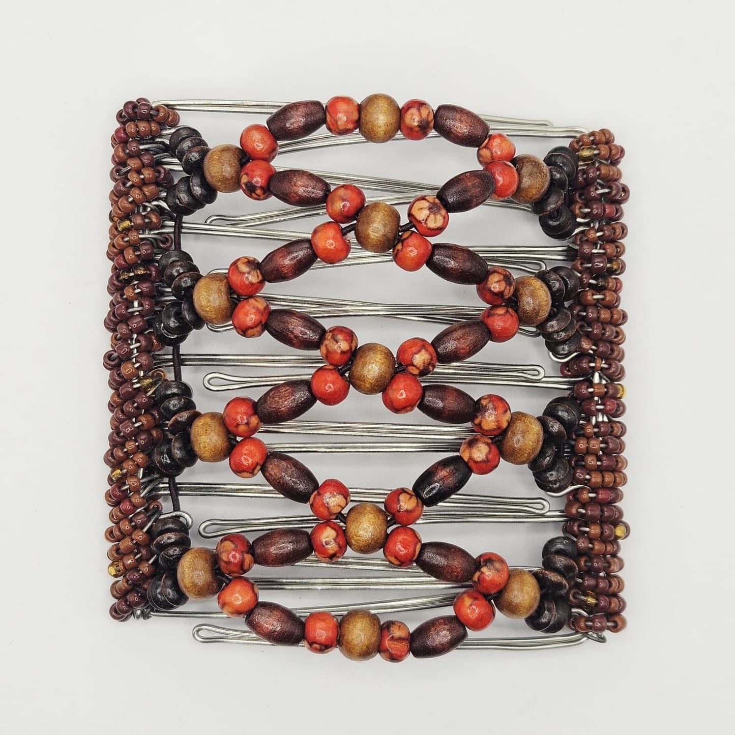 9 Tooth Large Hair comb, Wood shades , flower print design