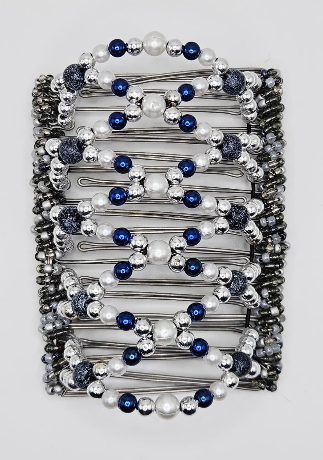 Formal navy blues and pearls