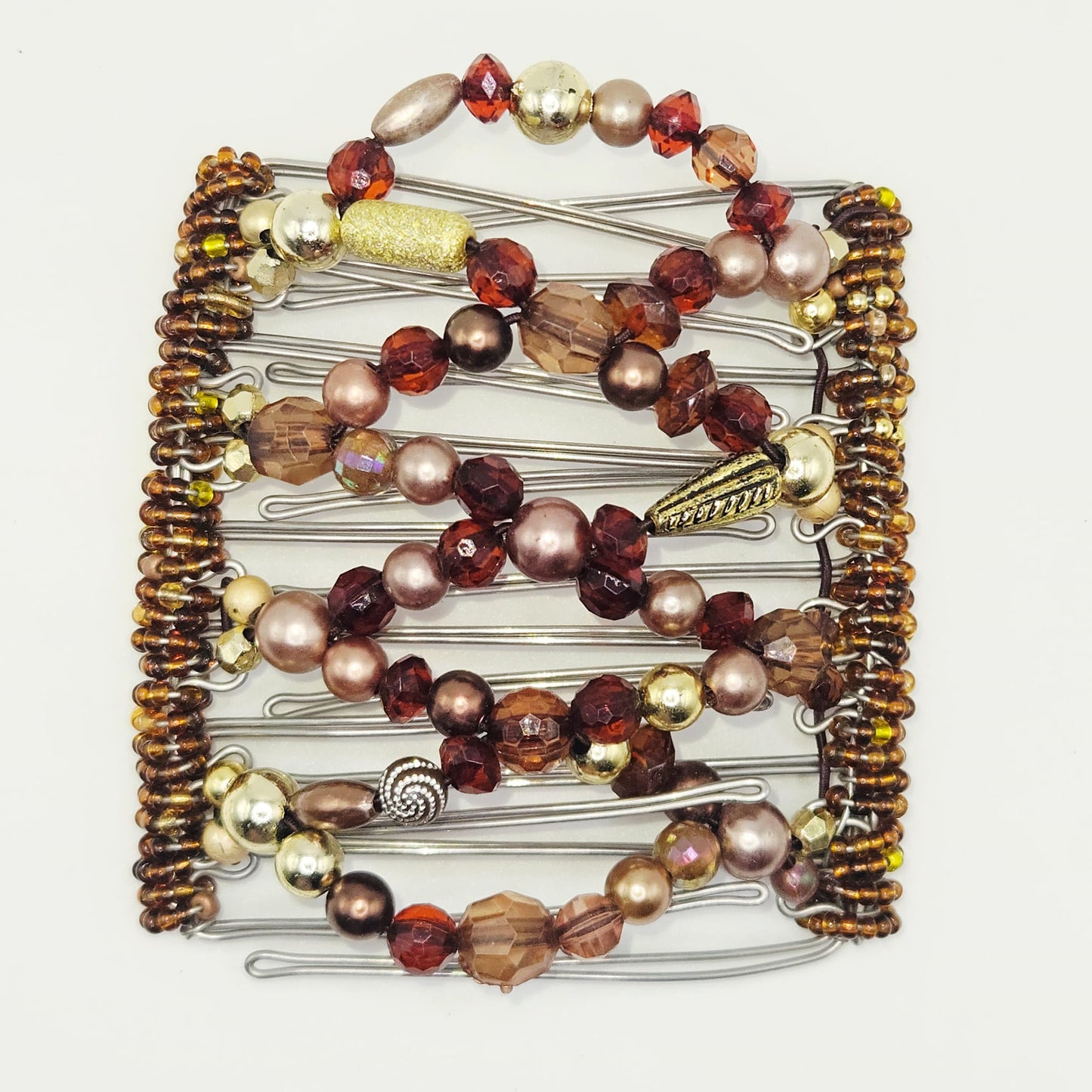 9 Tooth Large Hair comb by The Hair Jeweler Inc, bronze and gold mix , neutral design