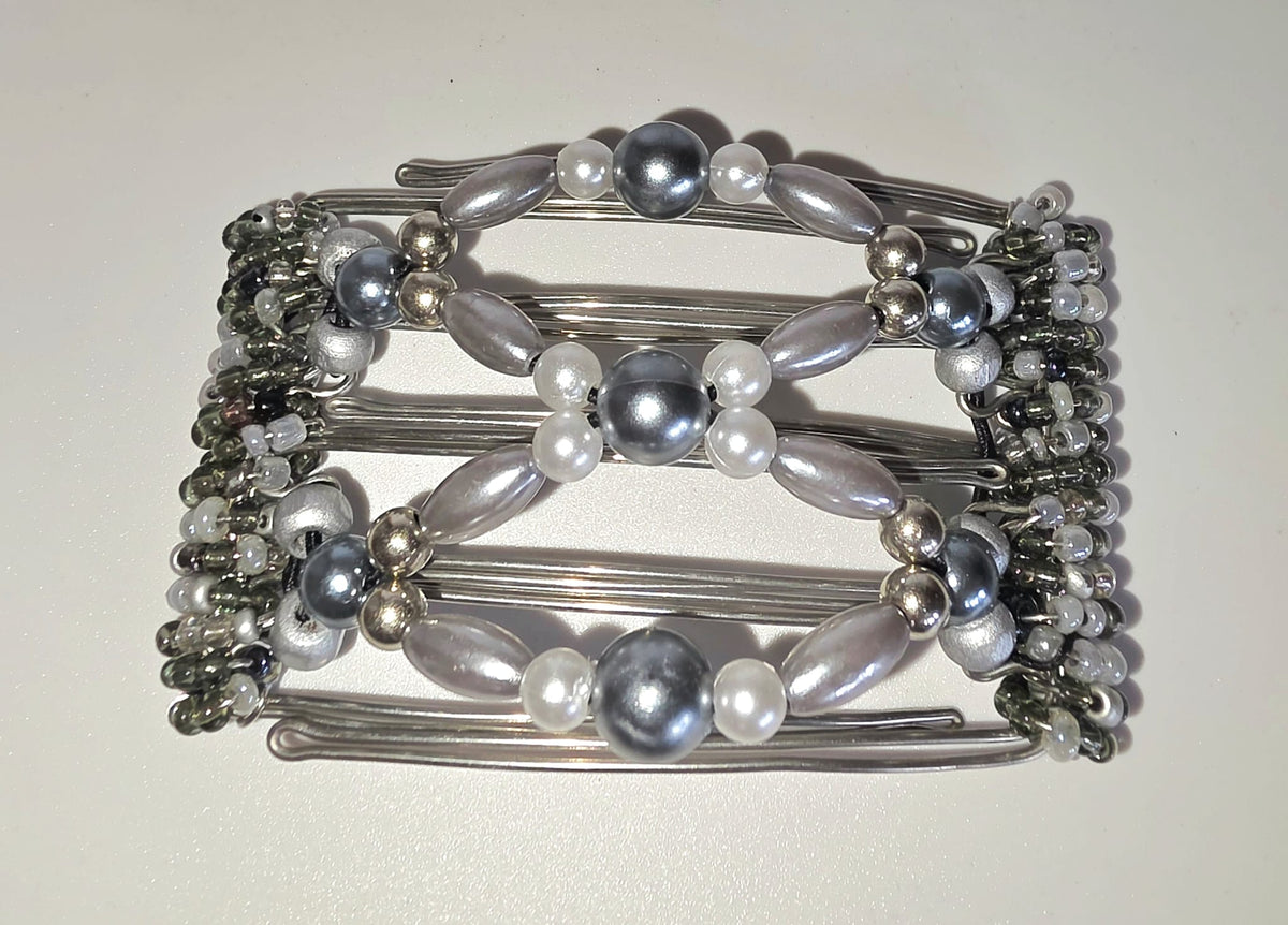 5 Tooth Small Hair comb by The Hair Jeweler Inc. Silver tone grey, neutral