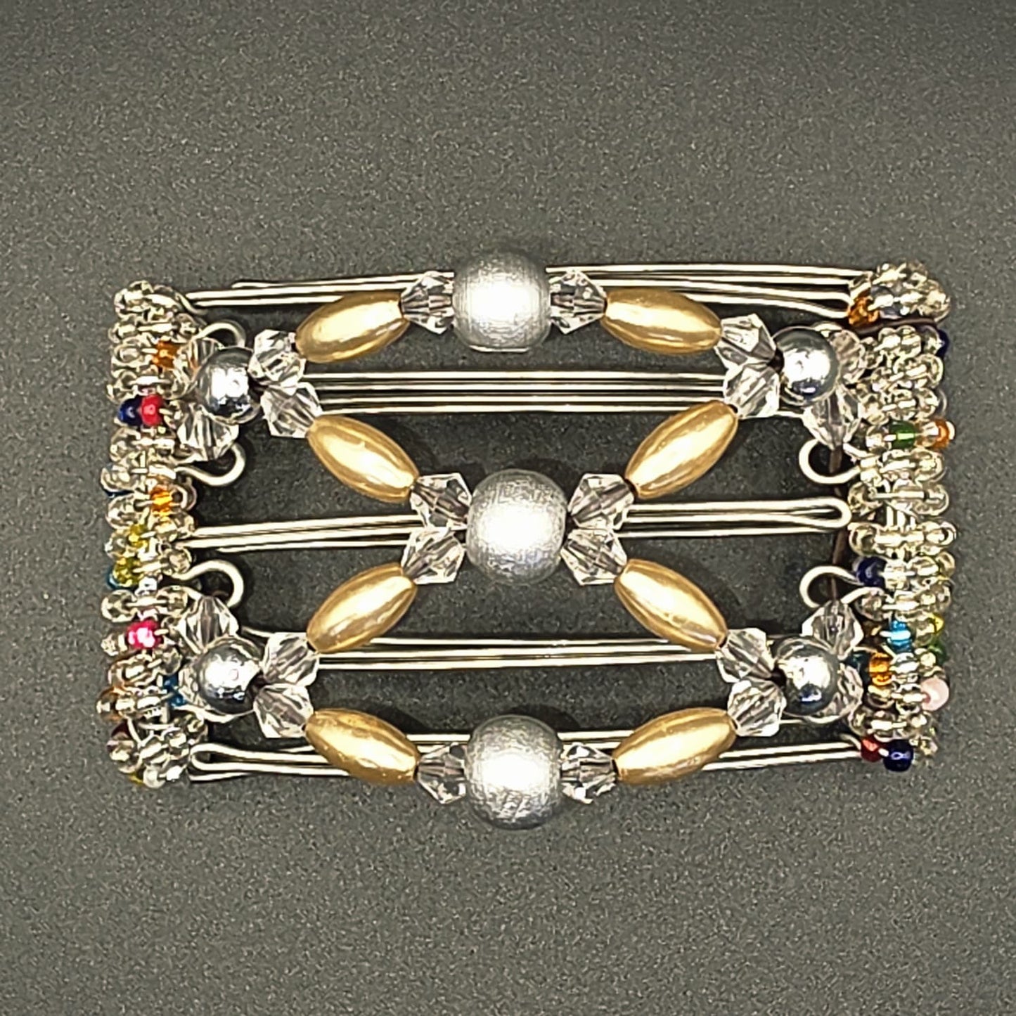 5 Tooth Small hair comb by The Hair Jeweler Inc. Crystals and wood, sparkle and shine