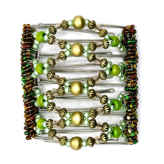 9 Tooth Large Hair Comb, Gold Tone, Green, Thick Hair, The Hair Jeweler Inc., Hair Things