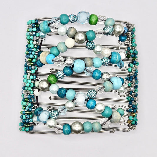 9 Tooth Large Hair Comb, Turquoise Blue Mix, Blue Green, Thick Hair, The Hair Jeweler Inc., Hair Things