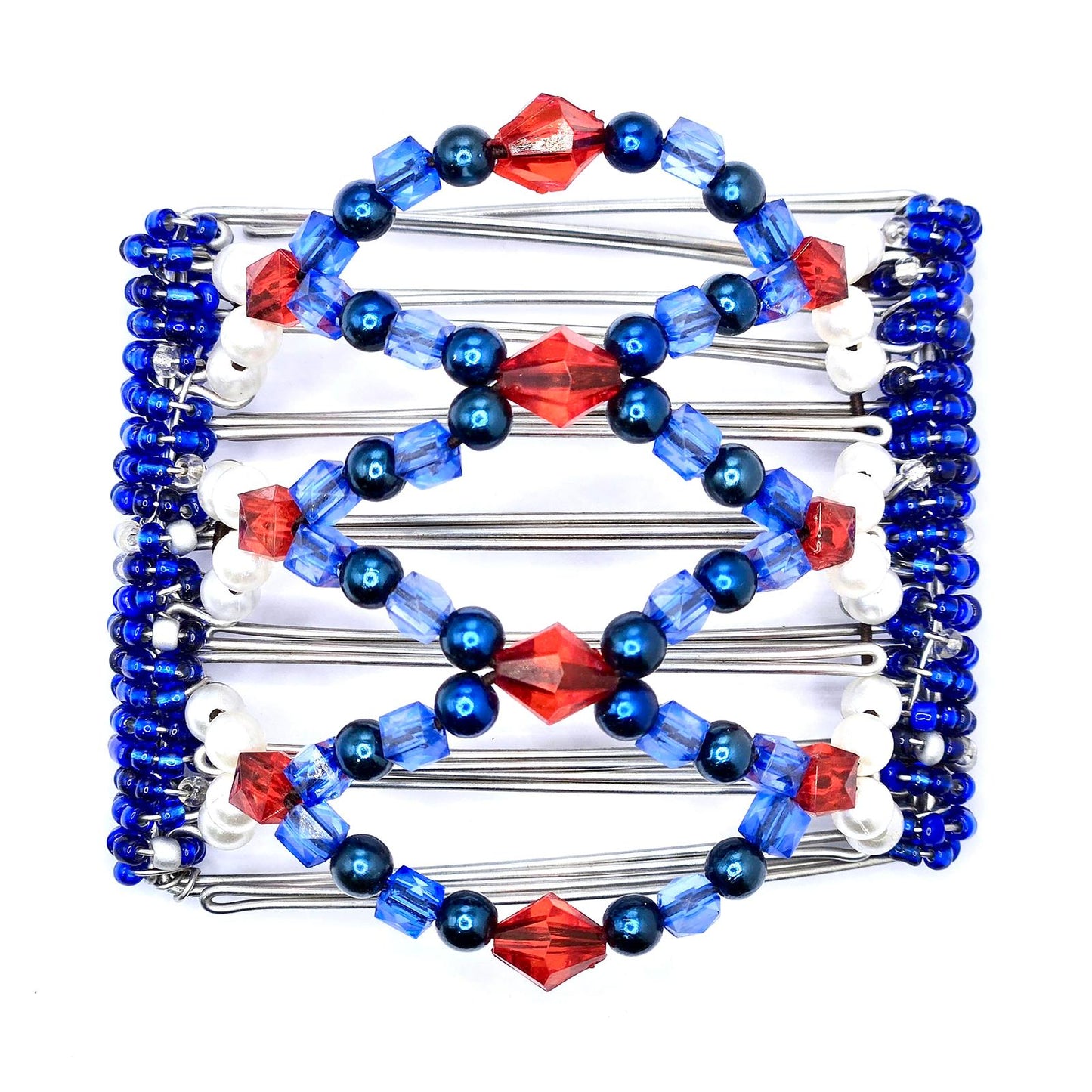 7 Tooth Medium Hair comb, America, Patriot, Patriotic, Red, White, Blue, Flag, Team Colors