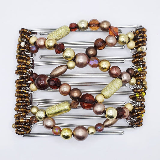 7 Tooth Medium Hair Comb, Dressy, Fancy, Auburn, Red Head, Gold Tones, Brunette, Brown, Hair Clip