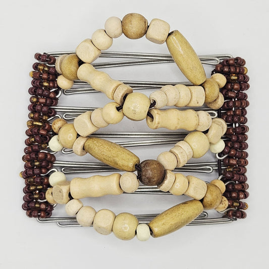 7 Tooth Medium Hair Comb, Light Brown Wood, Blonde, Unisex, Plain, Understated, Minimalist