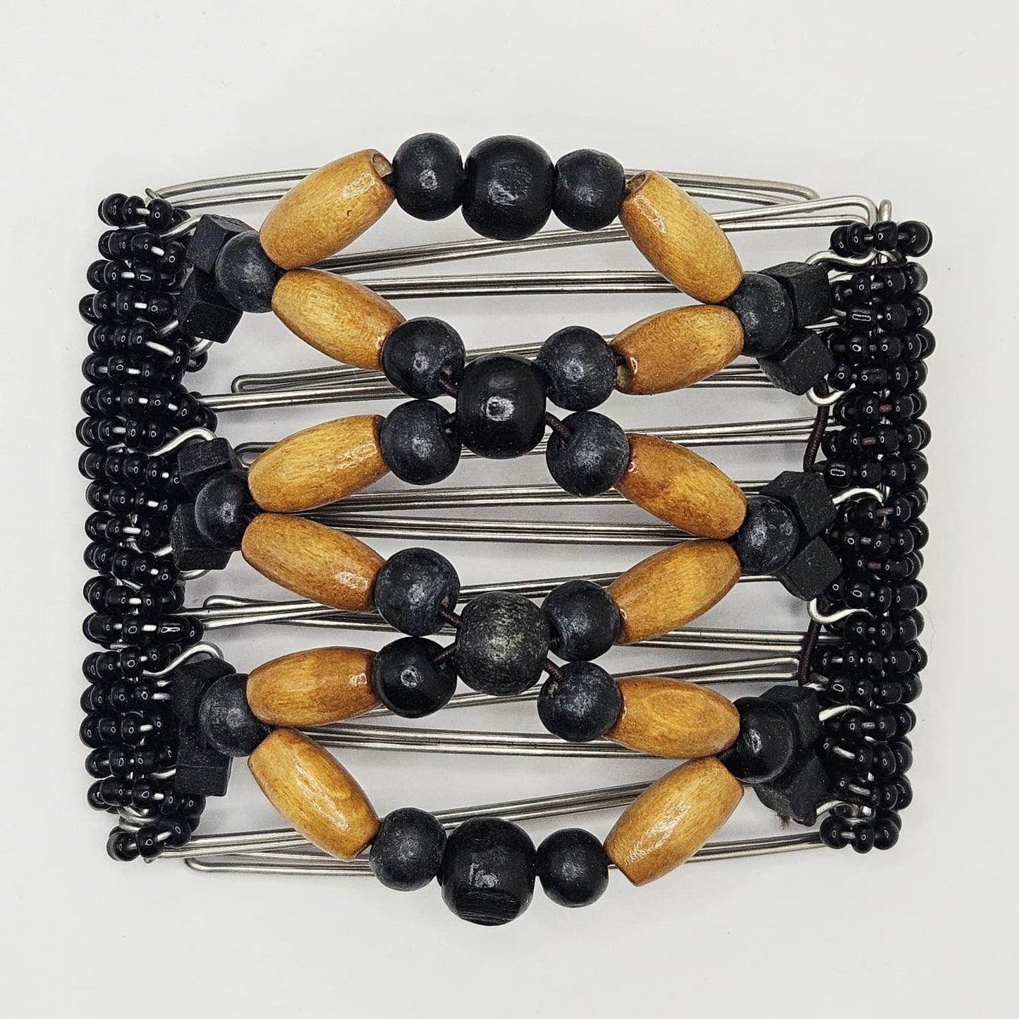 7 Tooth Medium Hair comb, Hair Pin, Hair Fork, Black and Brown Wood, Minimalist, The Hair Jeweler