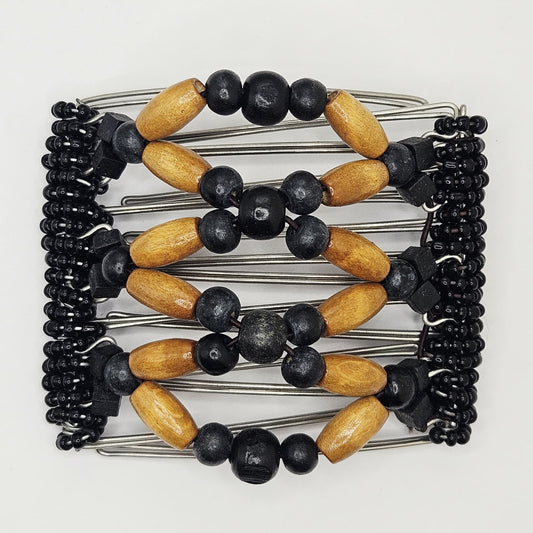 7 Tooth Medium Hair comb, Hair Pin, Hair Fork, Black and Brown Wood, Minimalist, The Hair Jeweler