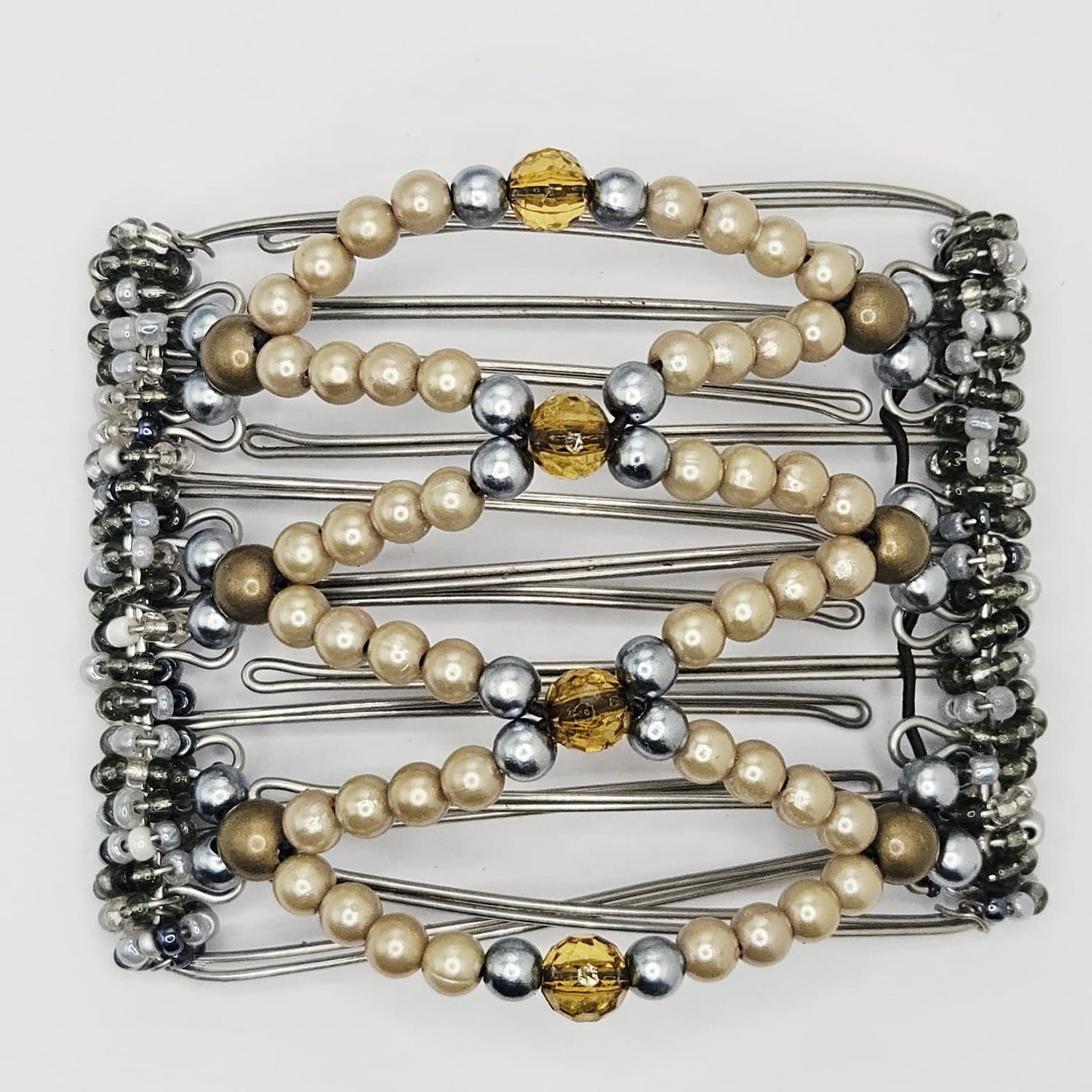 7 Tooth Medium Hair comb, Gunmetal, Gray, Champagne, Olive, Gold, The Hair Jeweler Inc.