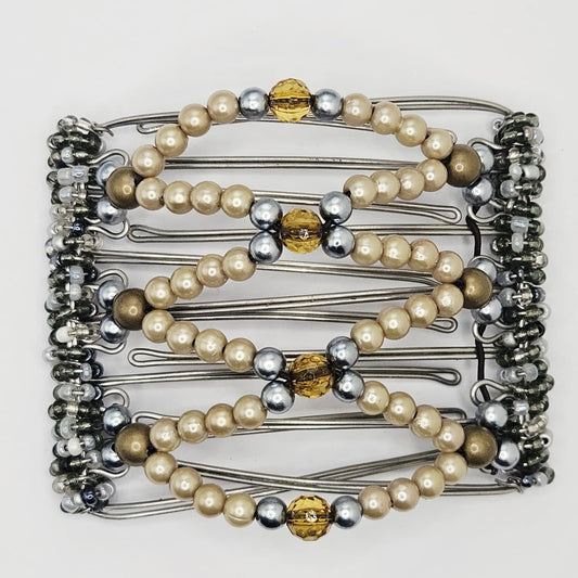 7 Tooth Medium Hair comb, Gunmetal, Gray, Champagne, Olive, Gold, The Hair Jeweler Inc.