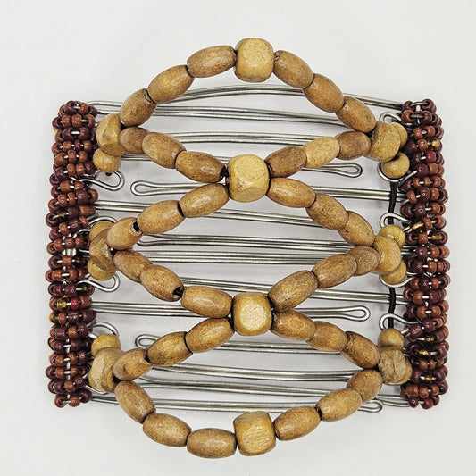 7 Tooth Medium Hair Comb, Light Brown Wood, Blonde, Unisex, Plain, Understated, Minimalist