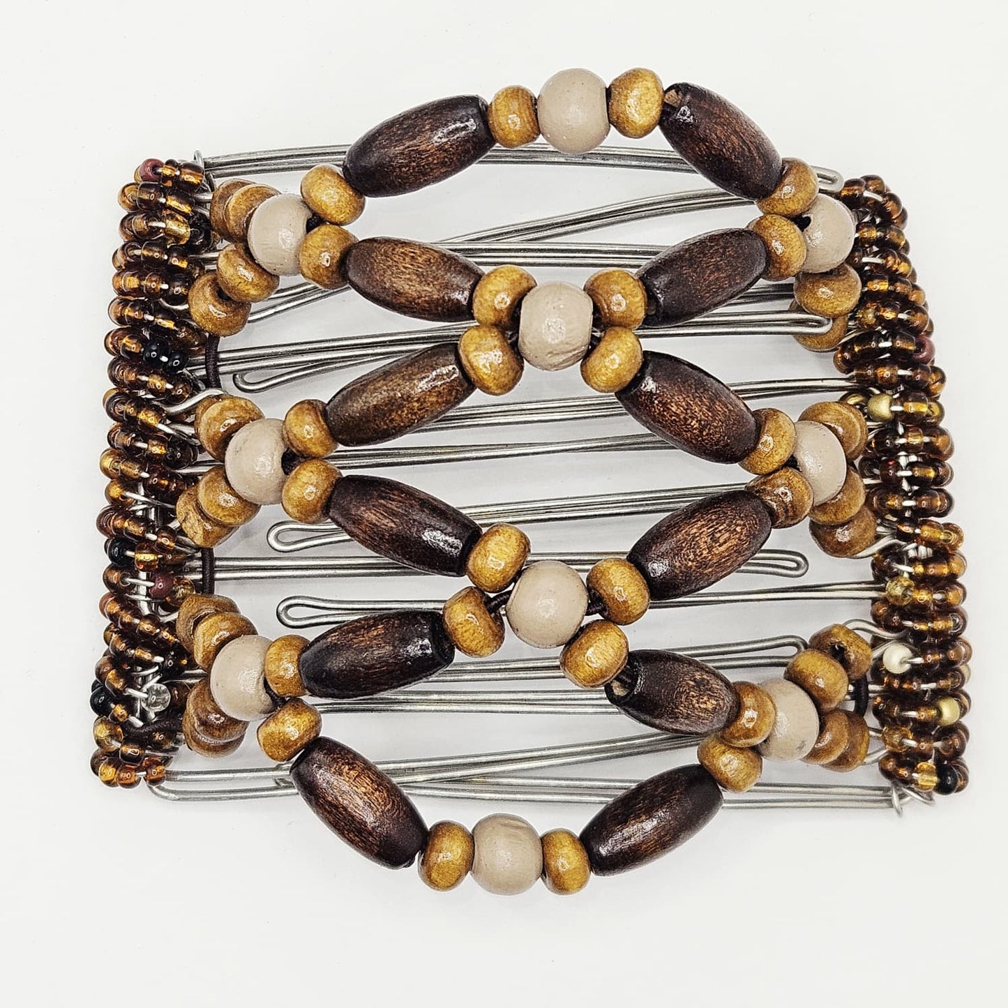 7 Tooth Medium Hair Comb, Brown Wood, Neutral, Earthy, Warm Undertones, Hair Jewelry