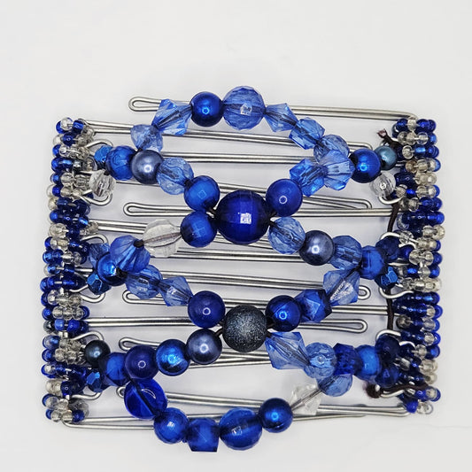 7 Tooth Medium Hair comb, Hair Clip, Royal Blue Chunky Mix, Shades of Blue, Hair Things