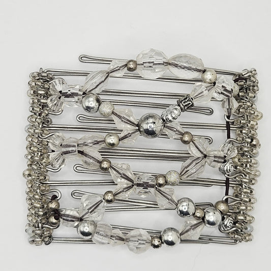 7 Tooth Medium Hair comb, Crystal Clear, Bling, Silver Tone, Hair Sparkles, Hair Jeweler