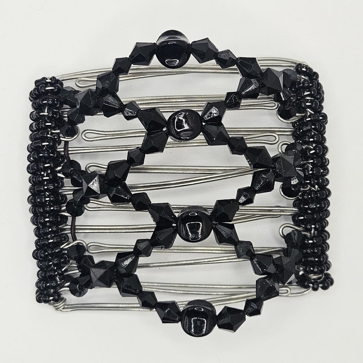 7 Tooth medium Hair comb, Classic Black sparkle