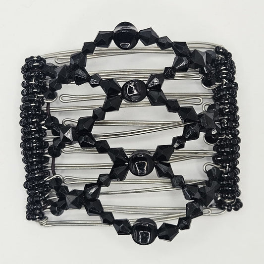 7 Tooth medium Hair comb, Classic Black sparkle