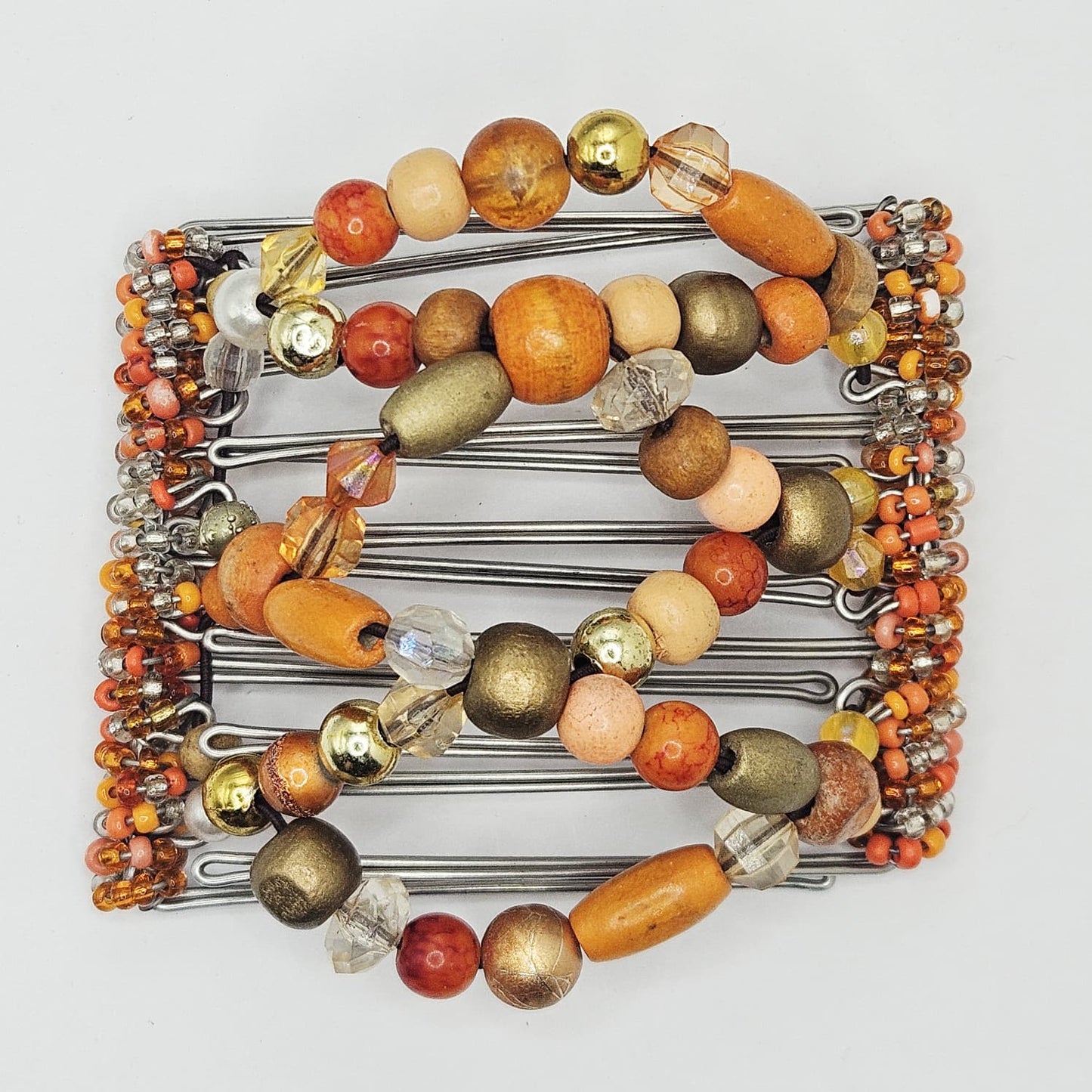 7 Tooth medium Hair comb, Orange mix and match design