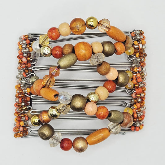 7 Tooth medium Hair comb, Orange mix and match design