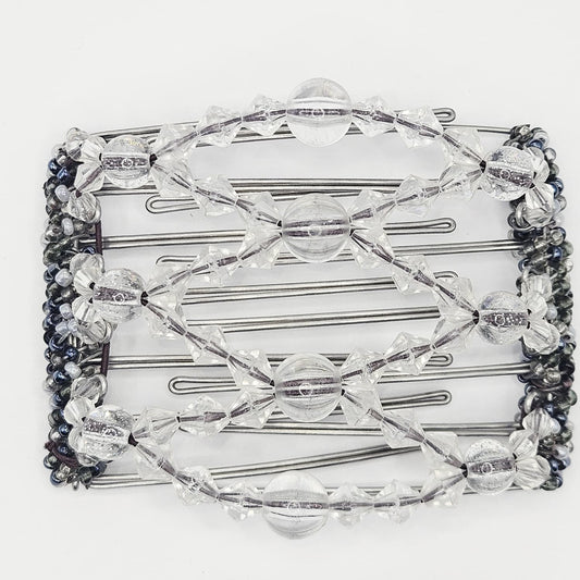 7 Tooth medium Hair comb, Crystal magic bead design