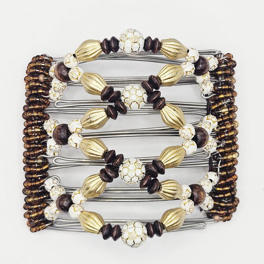 7 Tooth medium Hair comb, Golden soccer ball comb,