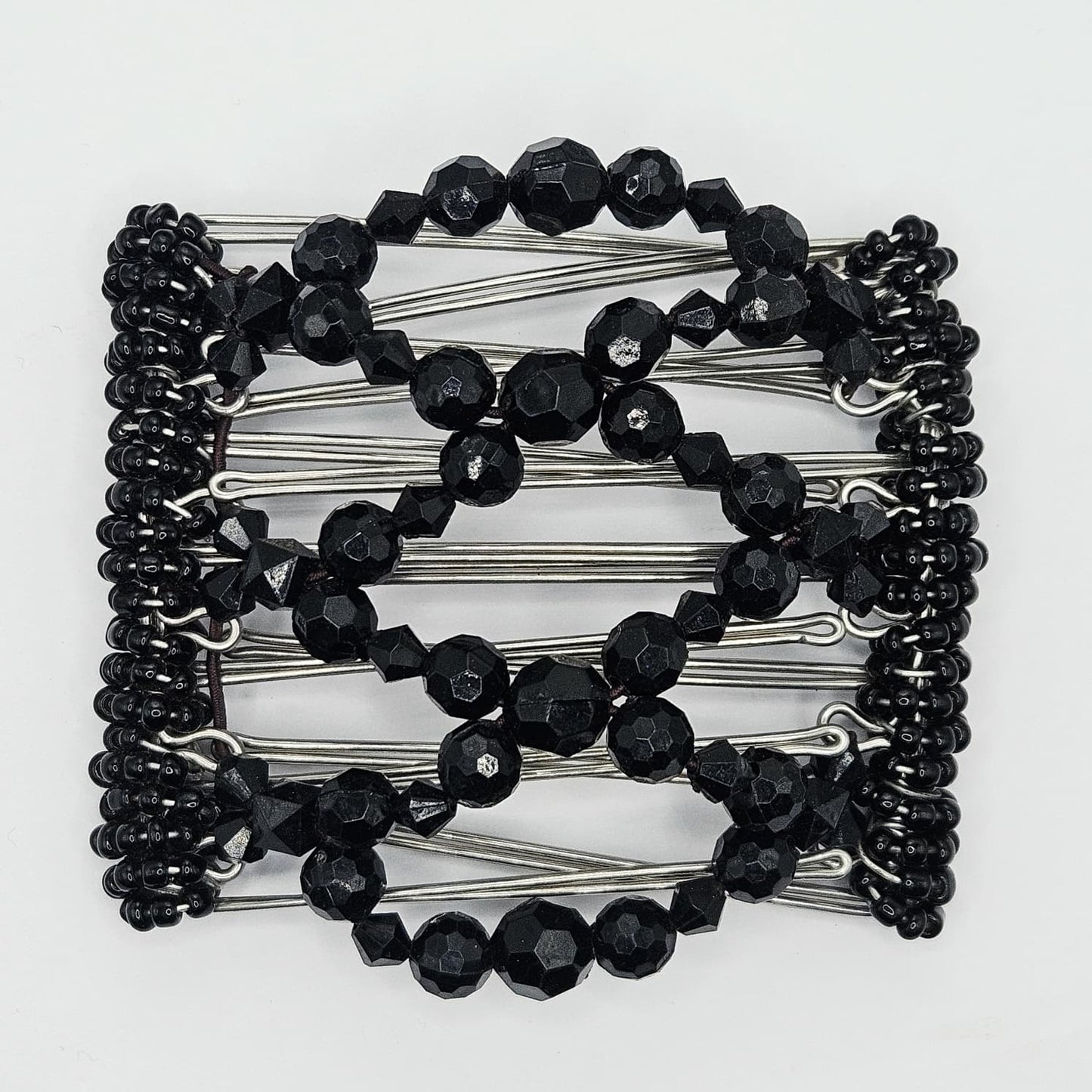 7-Tooth medium Hair comb, Black sparkle tone,