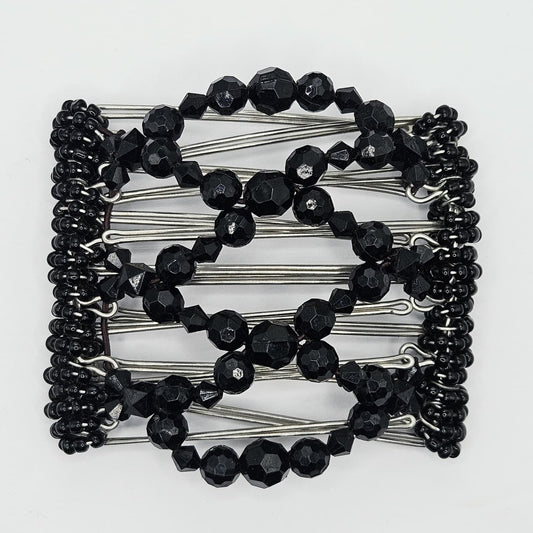 7-Tooth medium Hair comb, Black sparkle tone,