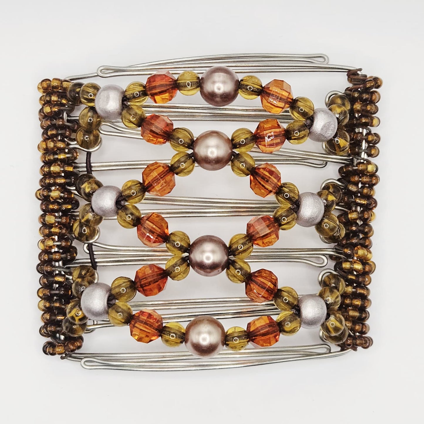 7-Tooth Medium hair comb, Amber neutral tone