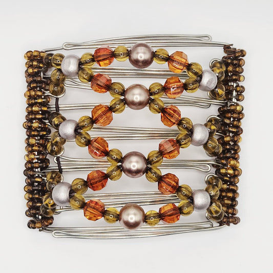 7-Tooth Medium hair comb, Amber neutral tone