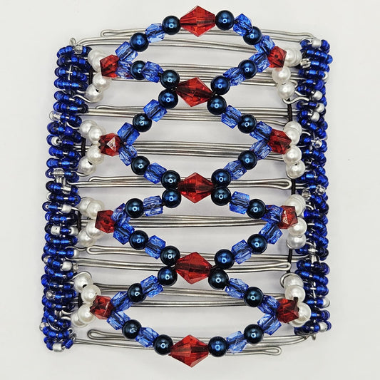 9 Tooth Large Hair comb, America, Patriot, Patriotic, Red, White, Blue, Flag, Team Colors