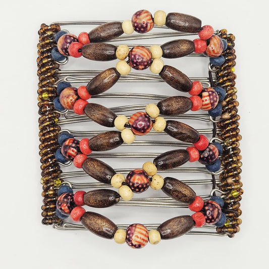 9 Tooth Large Hair comb, American Flag, Americana, Dark Brown Wood, Patriotic, Military Mom, Military Wife