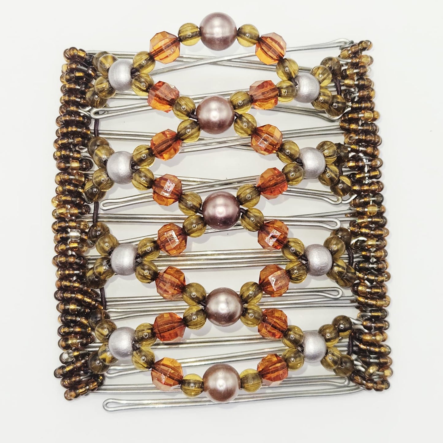 9 Tooth Large Hair comb, Amber neutral tone