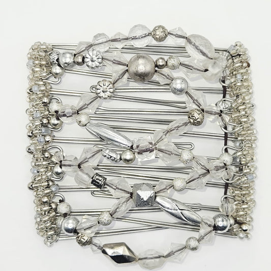 9 Tooth Large Hair comb,Crystal Clear, Bling, Silver Tone, Hair Sparkles, Hair Jeweler