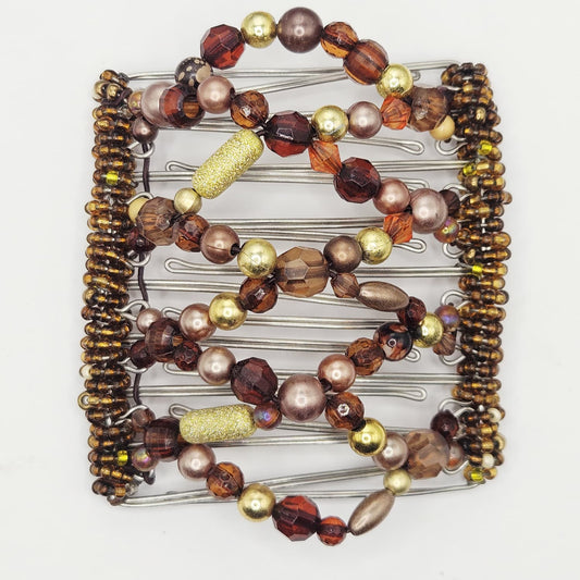 9 Tooth Large Hair comb, bronze and gold mix , neutral design