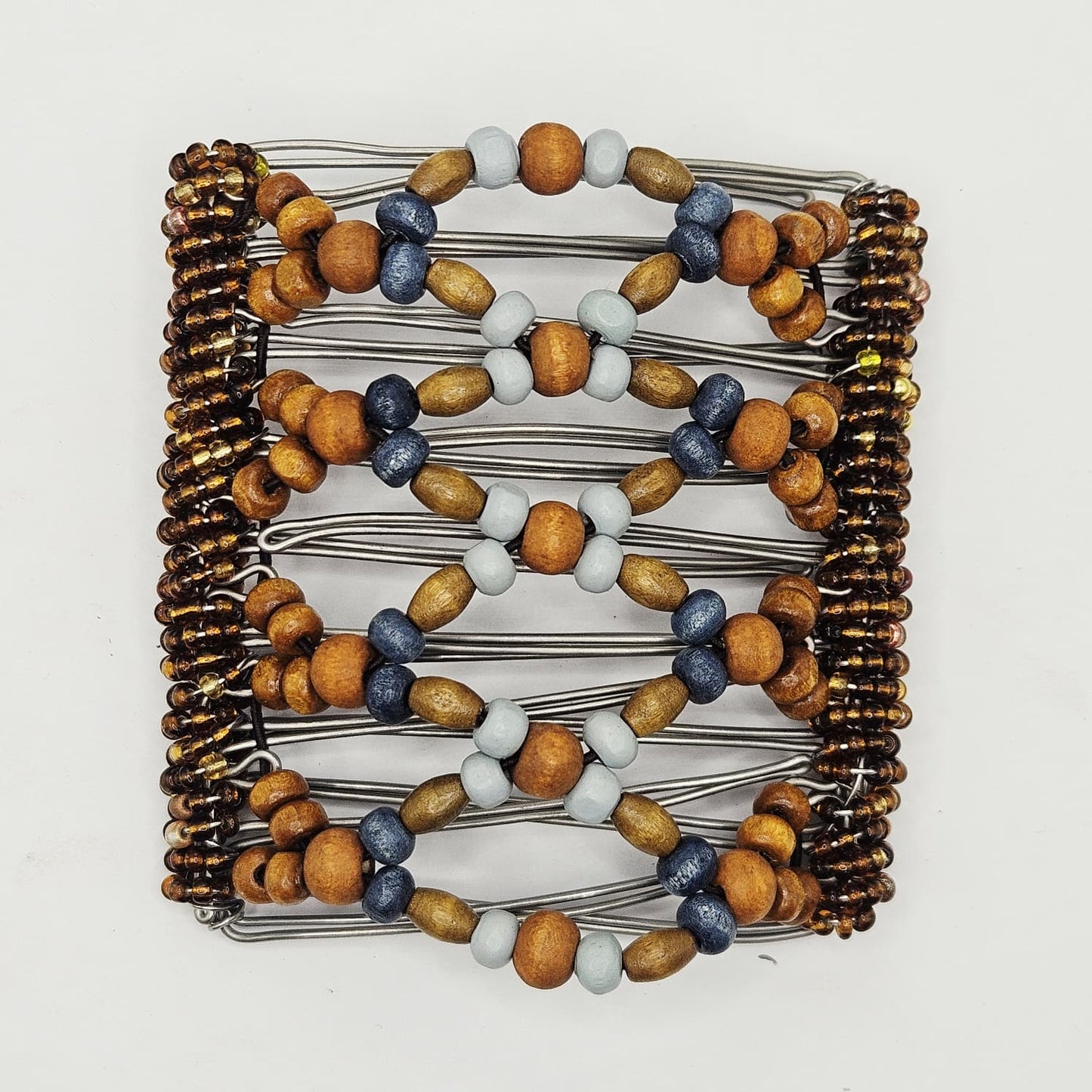 9 Tooth Large Hair comb, Brown and blue neutral wood. (Copy)