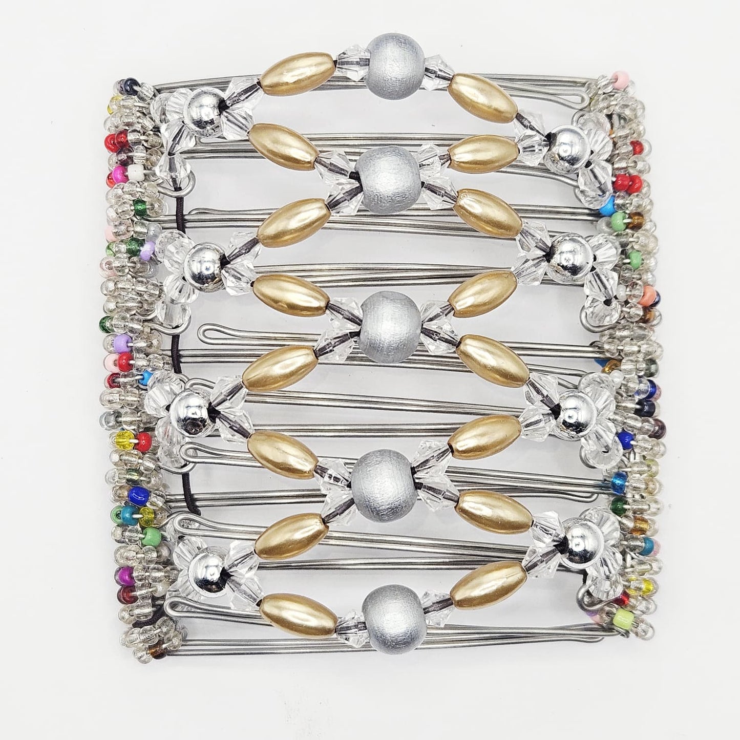 9 Tooth Large Hair comb, Crystals and wood, sparkle and shine