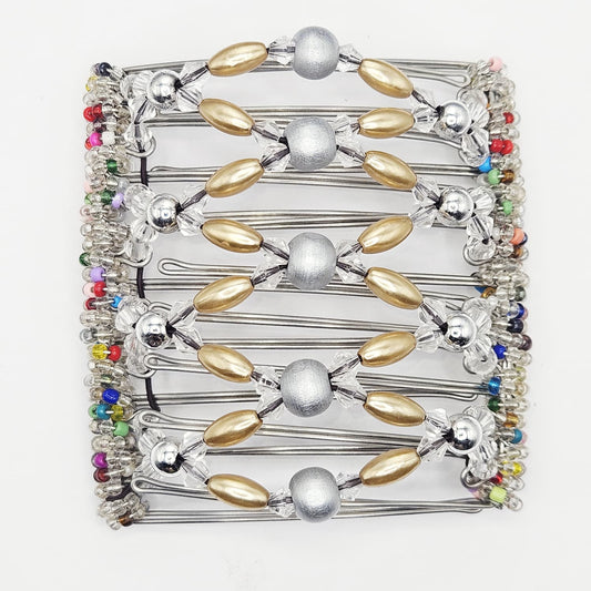 9 Tooth Large Hair comb, Crystals and wood, sparkle and shine