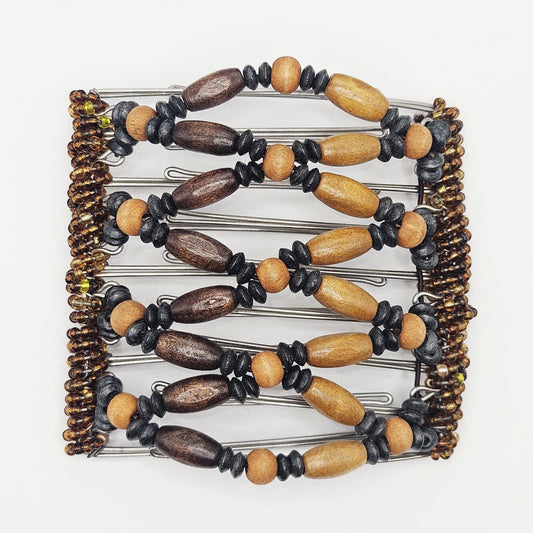 9 Tooth Large Hair comb,, Black and brown wood Half and half