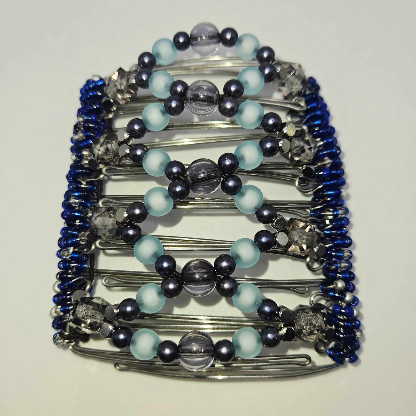 9 Tooth Large Hair comb, "Blue Steel"