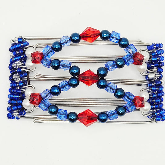 5 Tooth Small hair comb by The Hair Jeweler Inc. America, Patriot, Patriotic, Red, White, Blue, Flag, Team Colors