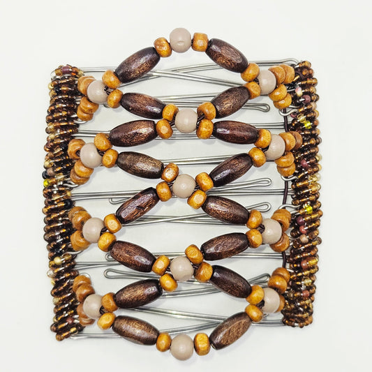 9 Tooth Large Hair comb by The Hair Jeweler Inc,, Brown Wood, Neutral, Earthy, Warm Undertones, Hair Jewelry