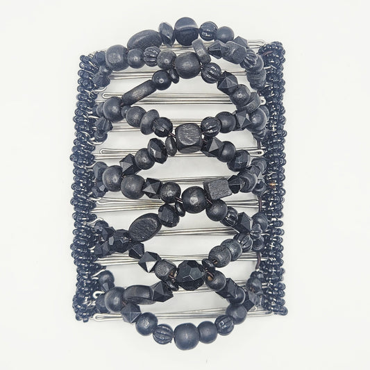 11 Tooth Extra-Large hair comb, Black mixed chunky design
