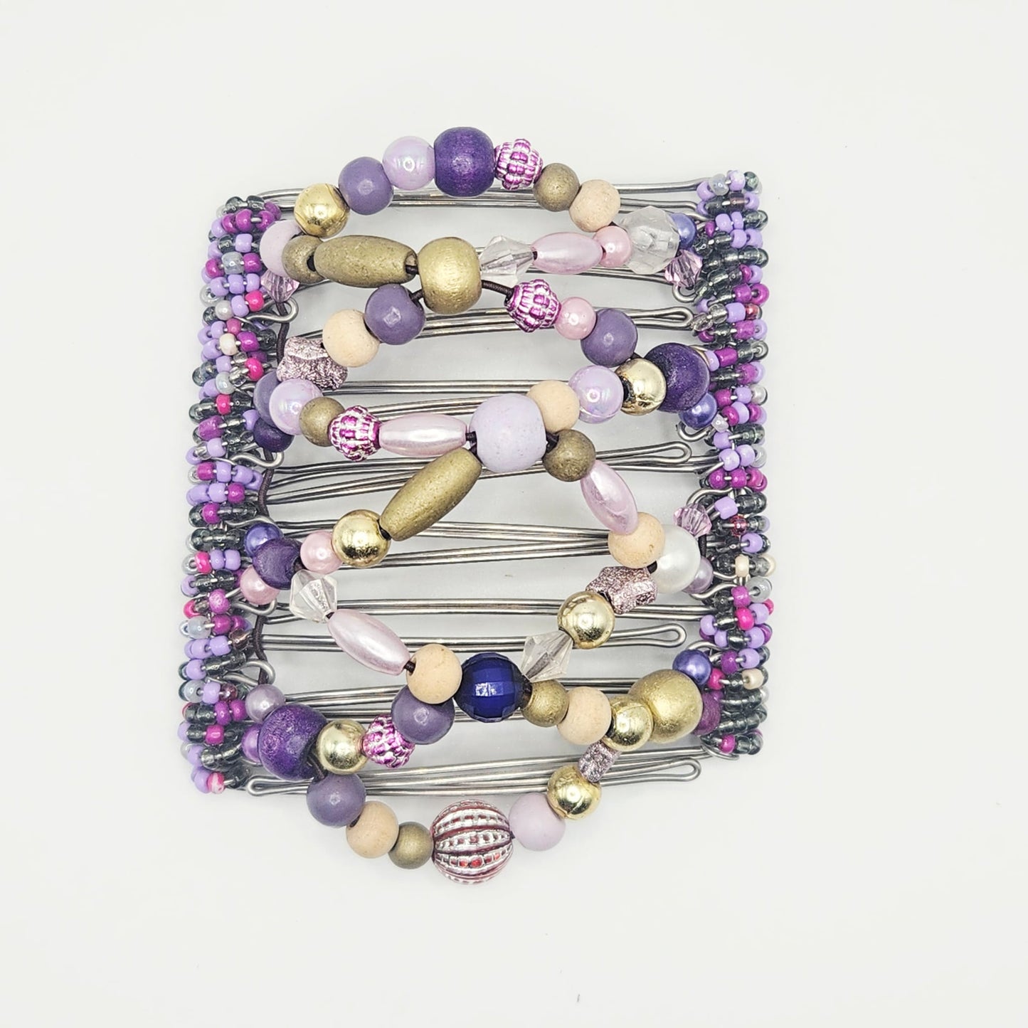 9 Tooth Large hair comb by The Hair Jeweler Inc., Imperial purple and gold mix,