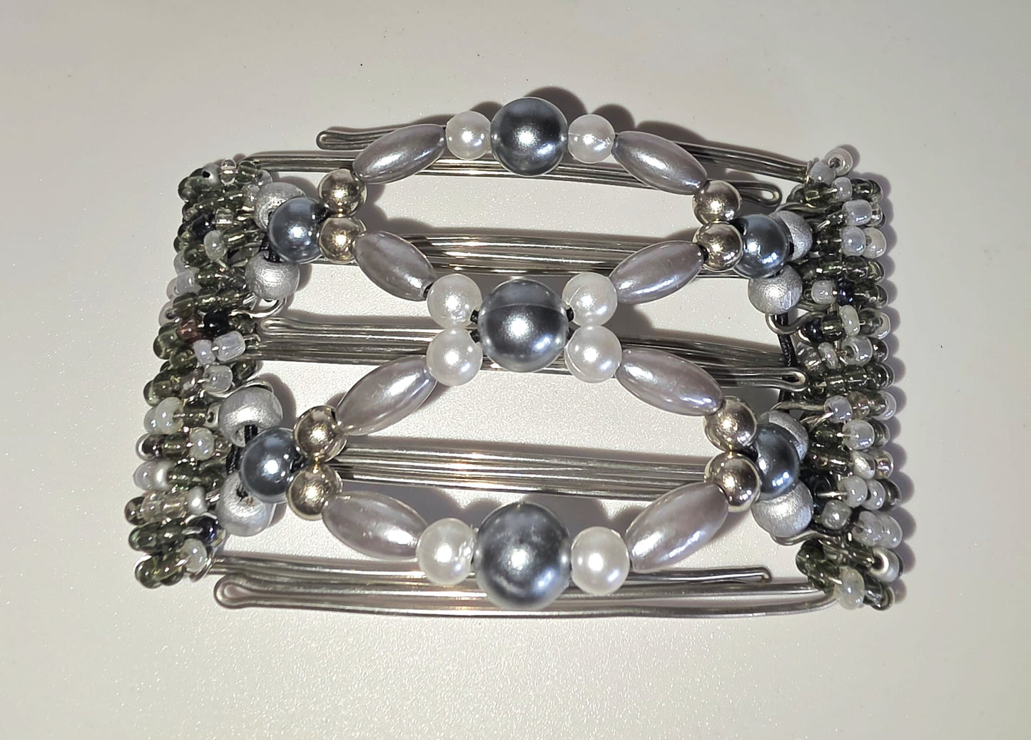 5 Tooth Small Hair Clip by The Hair Jeweler Inc. Silver tone grey, neutral